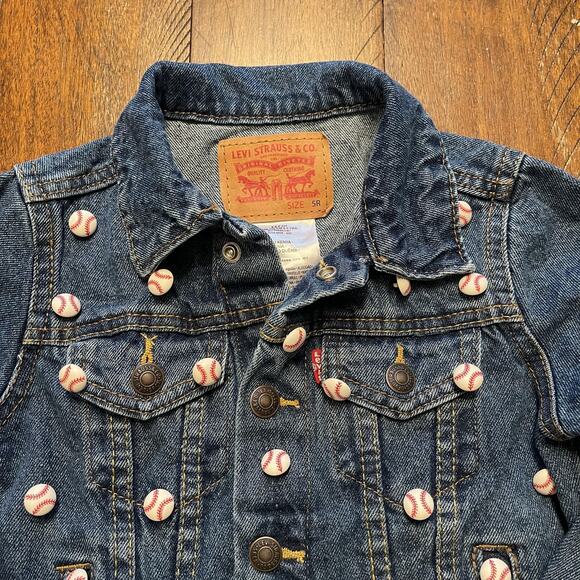 Levis Jacket Youth 5R Denim Baseball Button Custom NWT Boys Girls Kids Jean - Picture 3 of 8